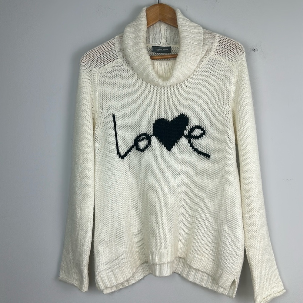 Wooden Ships Turtleneck Love Sweater S/M Relaxed Fit Wool Alpaca Blend Soft Cozy